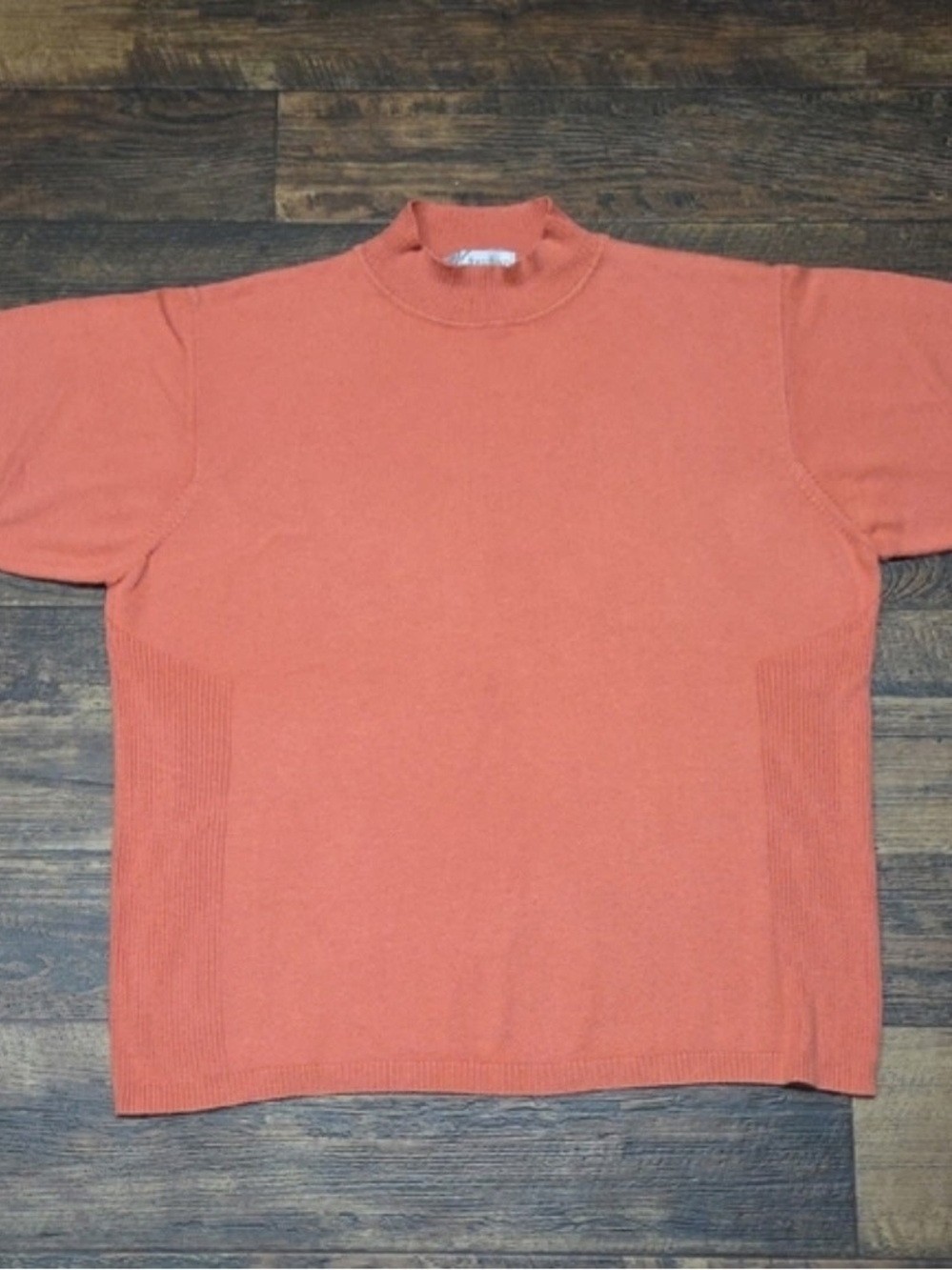 dressbarn Men's Coral-Orange Turtleneck Short-Sleeve Sweater